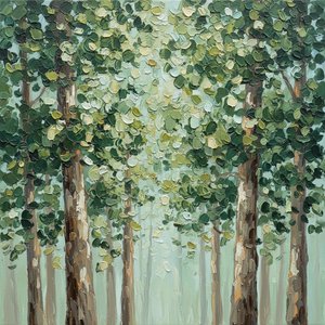 Ethereal Verdant Rhythms: A Meditative Study Of Layered Forest Light And Texture — Christian Noiret, Contemporary Abstract
