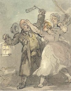 Attacking The Night Watchman — Thomas Rowlandson