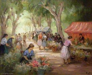 Flowers Market — Marcel Dyf, Impressionism