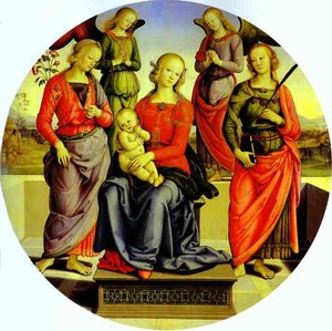 The Virgin And Child Surrounded By Two Angels, St. Rose, And St. Catherine — Vannucci Pietro (le Perugin), Early Renaissance