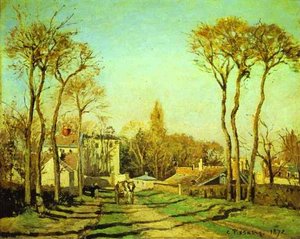 Entrance To The Village Of Voisins — Camille Pissarro, Impressionist Landscape