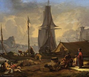 A Port Scene — Johannes Lingelbach