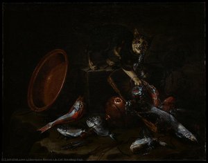 A Cat Stealing Fish — Giuseppe Recco