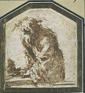 Man Contemplating A Skull On A Table — Salvator Rosa