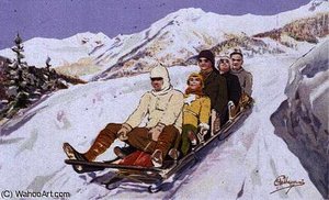 Tobogganers at Davos