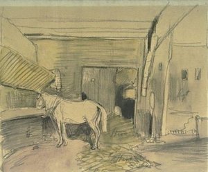 Stables With A Horse, Facing Left — Johan Barthold Jongkind