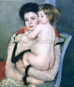 Reine Lefebvre Holding A Nude Baby — Mary Stevenson Cassatt, Impressionism