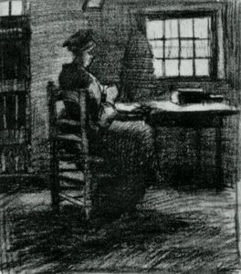 Interior With Peasant Woman Sewing — Vincent Willem Van Gogh, Contemporary Realism
