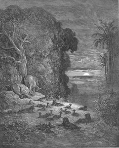 Y Ahora En Tierra Surgió La Séptima Tarde En Edén — Paul Gustave Doré, Romantic Realism