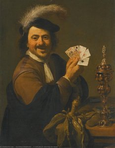 A card player showing his hand