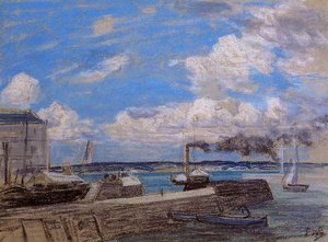 Honfleur, The Port Entrance — Eugène Louis Boudin, Impressionism