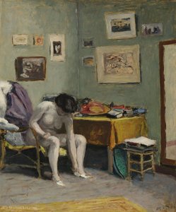 Female Nude Put on the Shoes