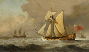 The Cleveland Yacht At Sea In A Fresh Breeze — Willem Van De Velde The Elder
