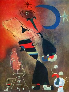 Frau Und Vogel Im Mondschein — Joan Miró