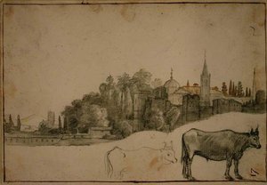 View Outside The Piazza Del Popolo — Claude Lorrain (claude Gellée)