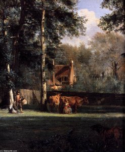 The Farm (detail) — Adriaen Van De Velde, Italianate Landscape