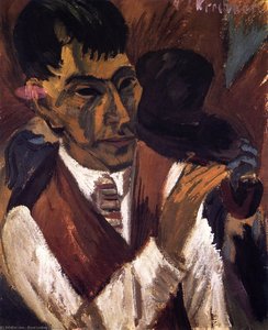 Otto Mueller With Pipe — Ernst Ludwig Kirchner