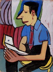 Seated Man With Book — William H. Johnson