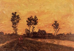 Landscape At Sunset — Vincent Willem Van Gogh, Post-impressionist Landscape