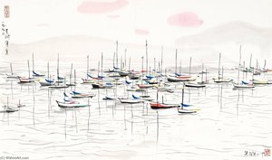 A Seaside Scene Of Changi Of Singapore — 呉冠中