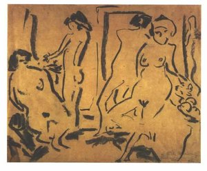 Female Nudes In A Atelier — Ernst Ludwig Kirchner, Expressionism