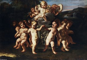 Der Triumph Amors. Ol Auf Leinwand — Carlo Cignani