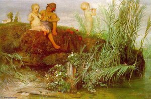Children Carving Many Flutes — Arnold Böcklin