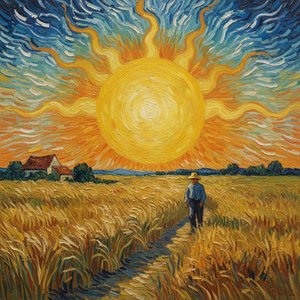 Celestial Harvest: The Radiant Solitude — Marc Duvallier, Post-impressionism