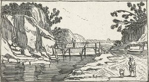Rocky Landscape With Road Along River — Esaias Van De Velde