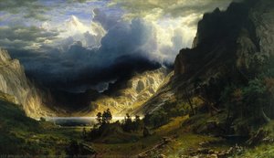 Una Tormenta En Las Montañas Rocosas — Albert Bierstadt, Escuela Del Río Hudson