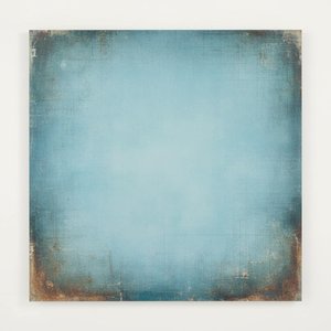 Ephemeral Blue Planes Framed By Oxidized Memory And Geometric Silence — Christian Noiret, Contemporary Abstract Painting