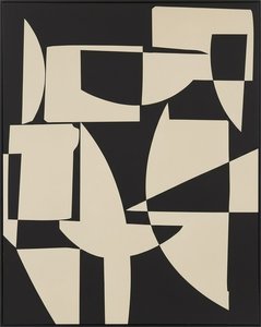 Monolithic Equilibrium: A Singular Study Of Interlocking Shadows And Cream Silhouettes — Laurent Fabre, Neo-abstract Art