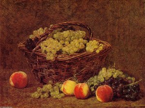 Basket Of White Grapes And Peaches — Henri Fantin-latour