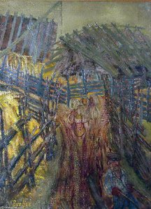 Rural Landscape With Figures — David Davidovich Burliuk