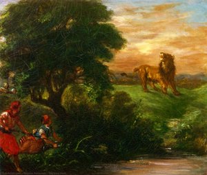 The Lion Hunt — Eugène Delacroix, Romantic Movement