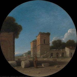 A Roman Landscape With Figures — Goffredo Wals (goffredo Tedesco), Baroque Landscape
