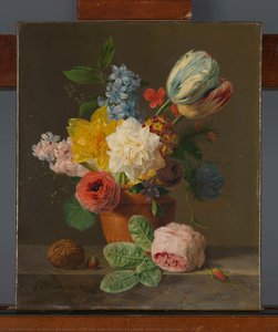 Still Life with Flowers and Nuts, Anthony Oberman, c. 1830