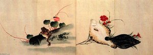 Flat Fish And Pink — Katsushika Hokusai