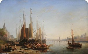 A German River Scene — John Wilson Carmichael