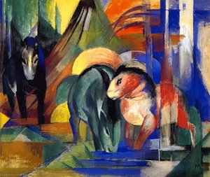 Three Horses At The Watering Place (also Known As Three Horses At A Watering Place In The Woods) — Franz Marc