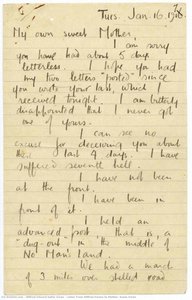 Letter From Wilfred Owens To Mother, Susan Owen — Wilfred Edward Salter Owen