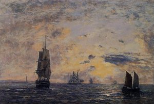 Seascape, Fishing Boats — Eugène Louis Boudin