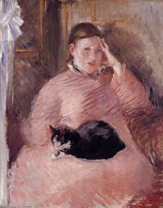 Woman With A Cat, Portrait Of Madame Manet — Édouard Manet, Impressionism