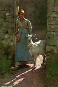 Girl With Goat — Theodore Robinson