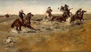 Round Up Scene, (painting) — Charles Marion Russell