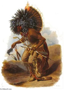 Moennitarri Warrior In The Costume Of The Dog Danse — Karl Bodmer