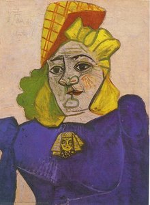 Frau Mit Brosche — Pablo Picasso, Expressionist Painting