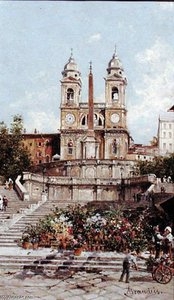 The Flower Market Before The Spanish Steps, Rome