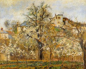 Kitchen Garden Witih Trees In Flower, Spring, Pontoise — Camille Pissarro, Impressionist Landscape