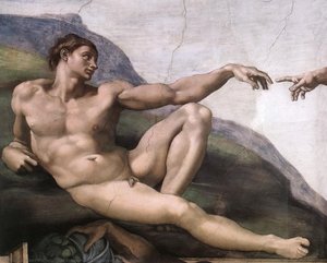Creation Of Adam (detail) — Michelangelo Buonarroti, High Renaissance
